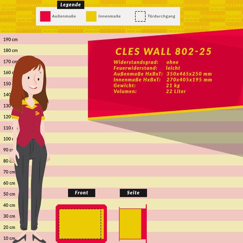 CLES wall 802-25 Wandtresor mit Elektronikschloss OCLUC