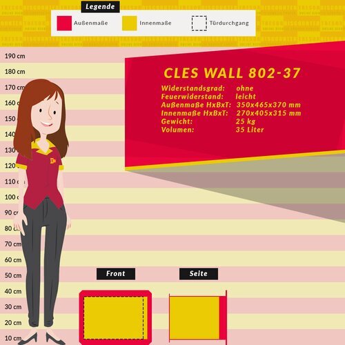 CLES wall 802-37 Wandtresor mit Elektronikschloss OCLUC