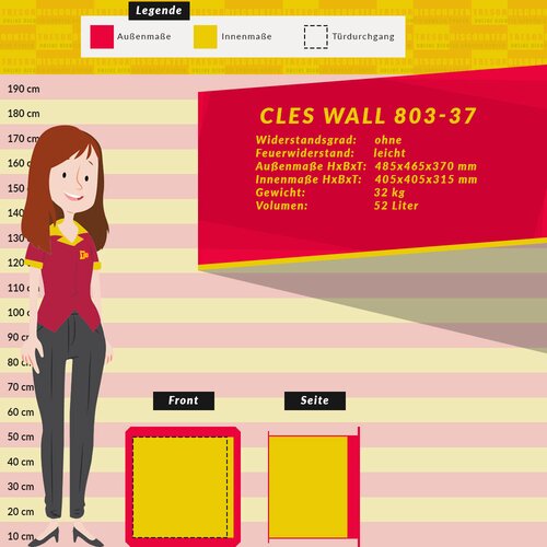 CLES wall 803-37 Wandtresor mit Elektronikschloss OCLUC